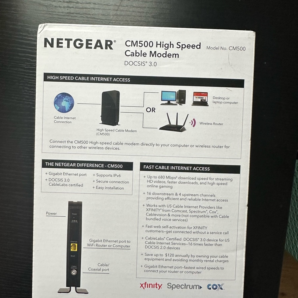 NETGEAR Black Cable Modem CM500 - Picture 2 of 4